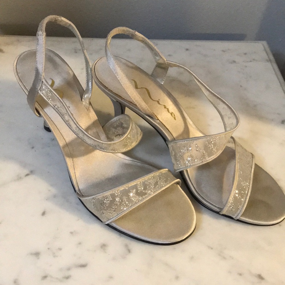 Nina silver evening heels